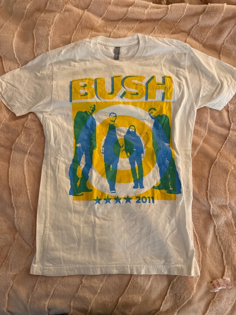 Bush 2011 Tour White Graphic Band Tee - Yellow & Blue Target Design